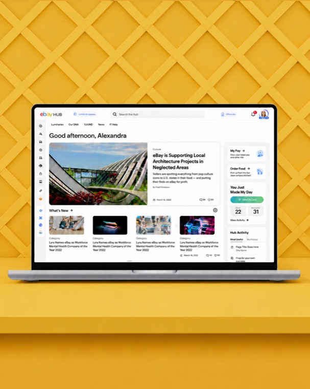 The redesigned eBay Hub homepage