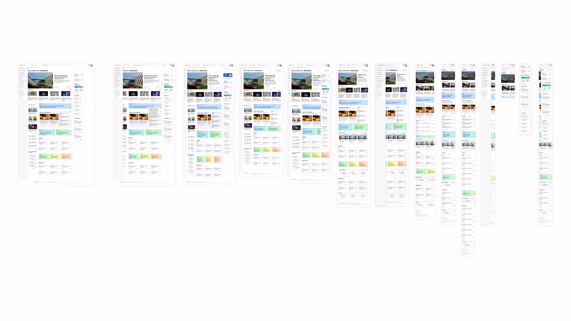 Mobile screens of the Hub homepage
