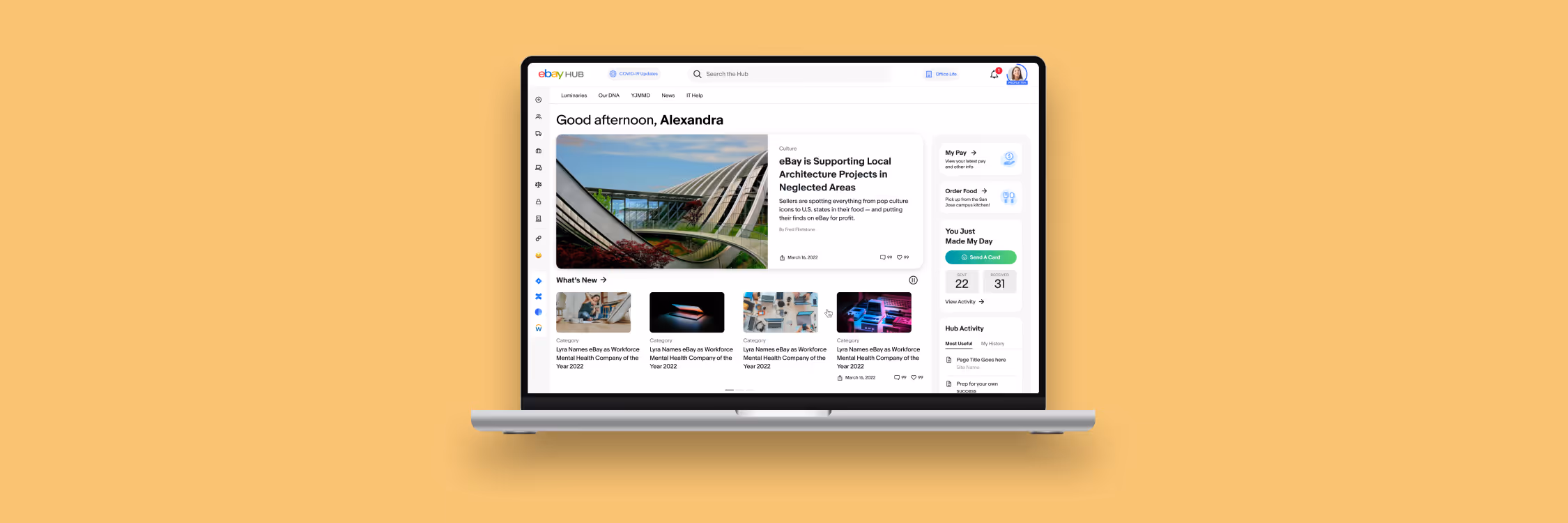 The redesigned eBay Hub homepage