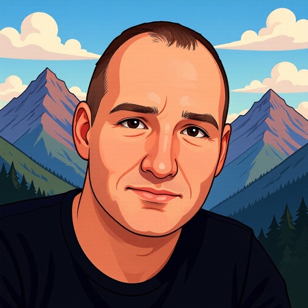 Illustrated portrait of James Doran