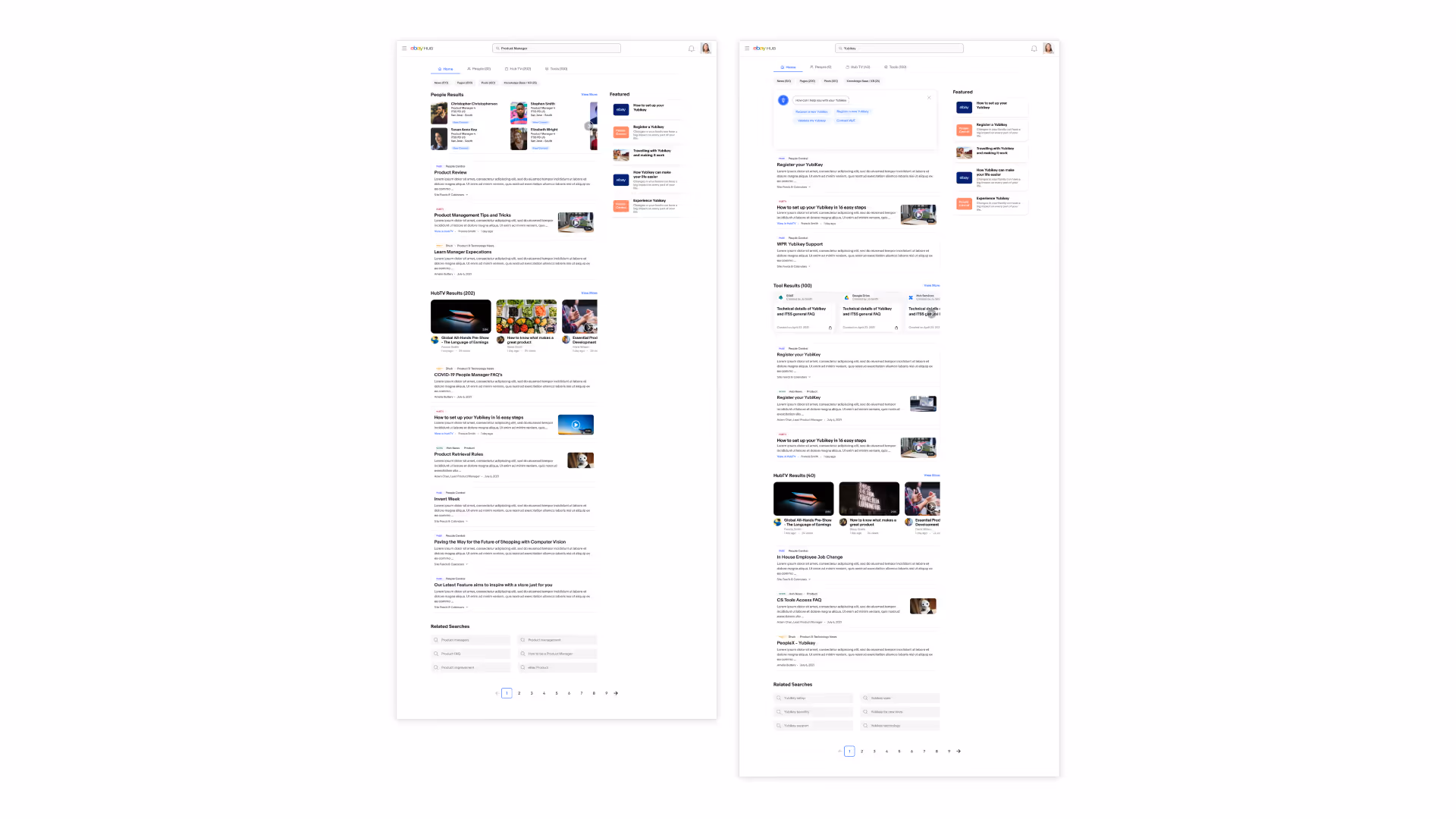 Search results wireframes