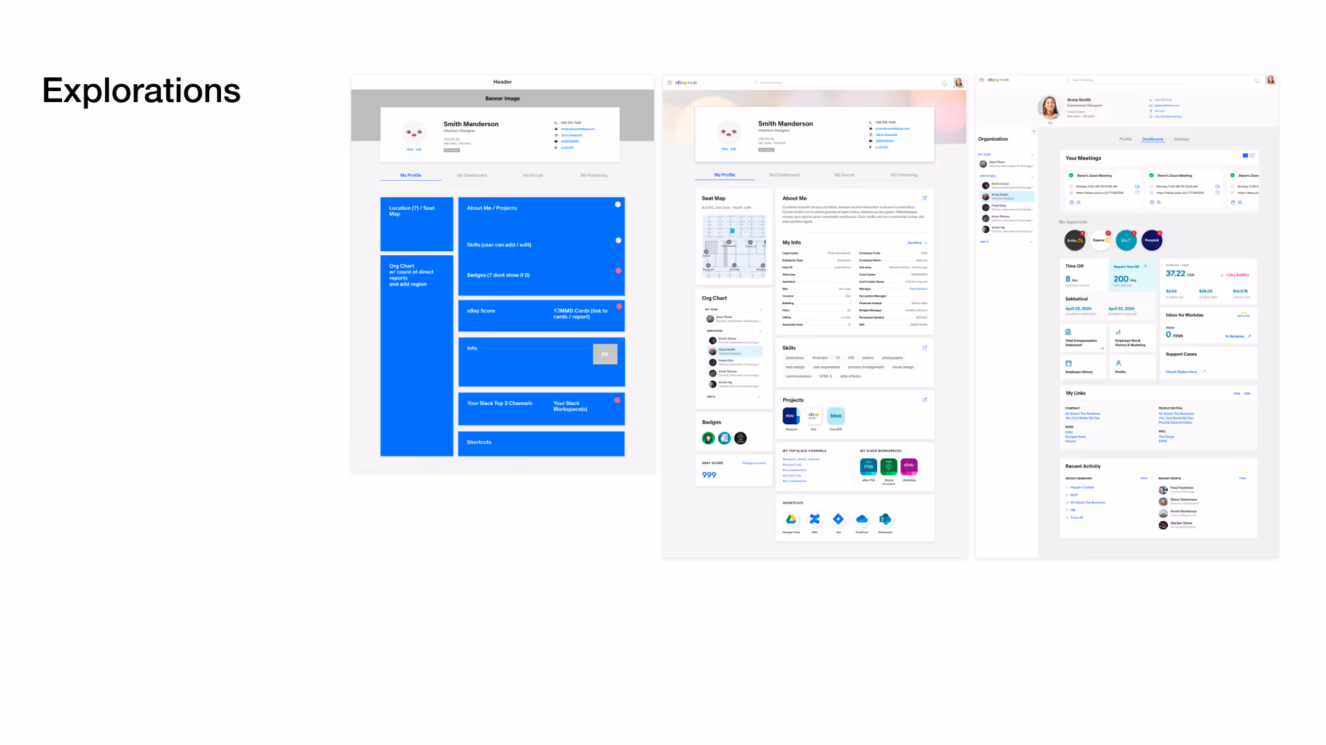 Early wireframe explorations for search
