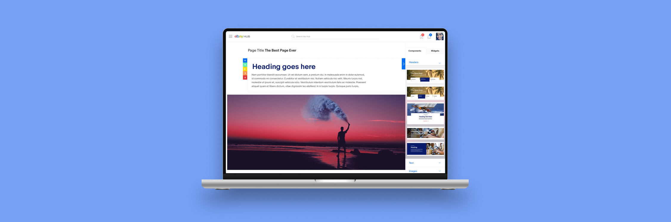 Site Builder editor on a laptop