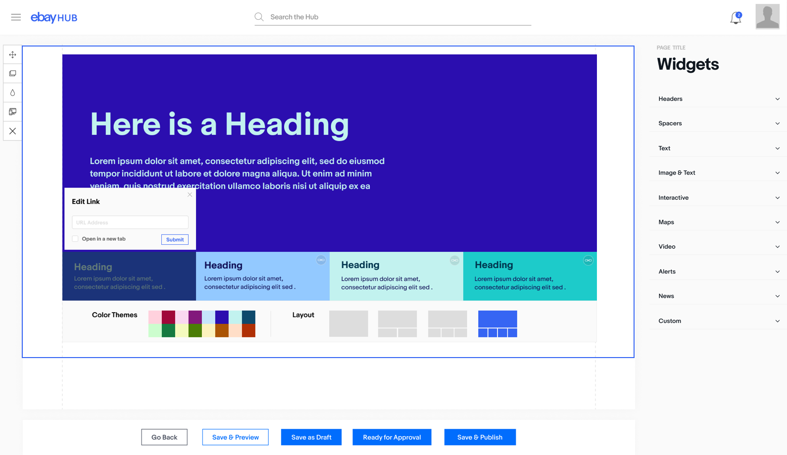 Editing a page in Site Builder