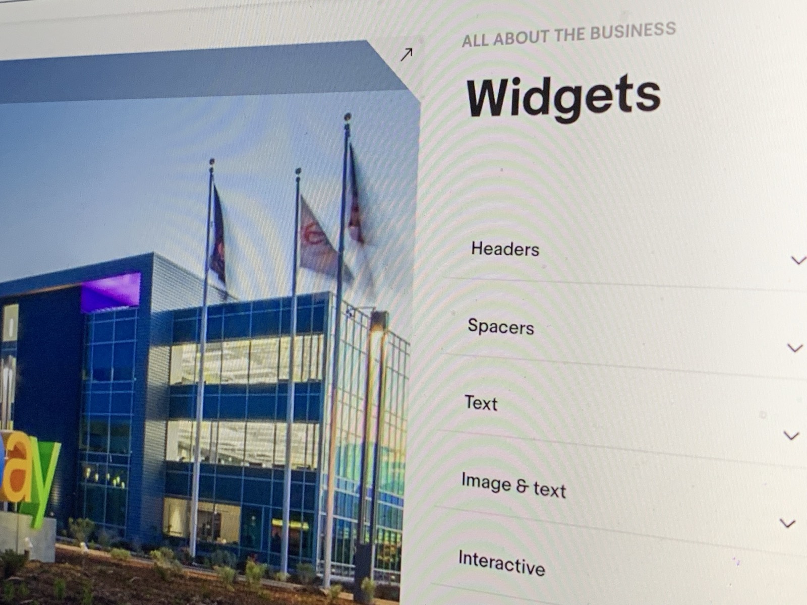 The widgets sidebar on screen