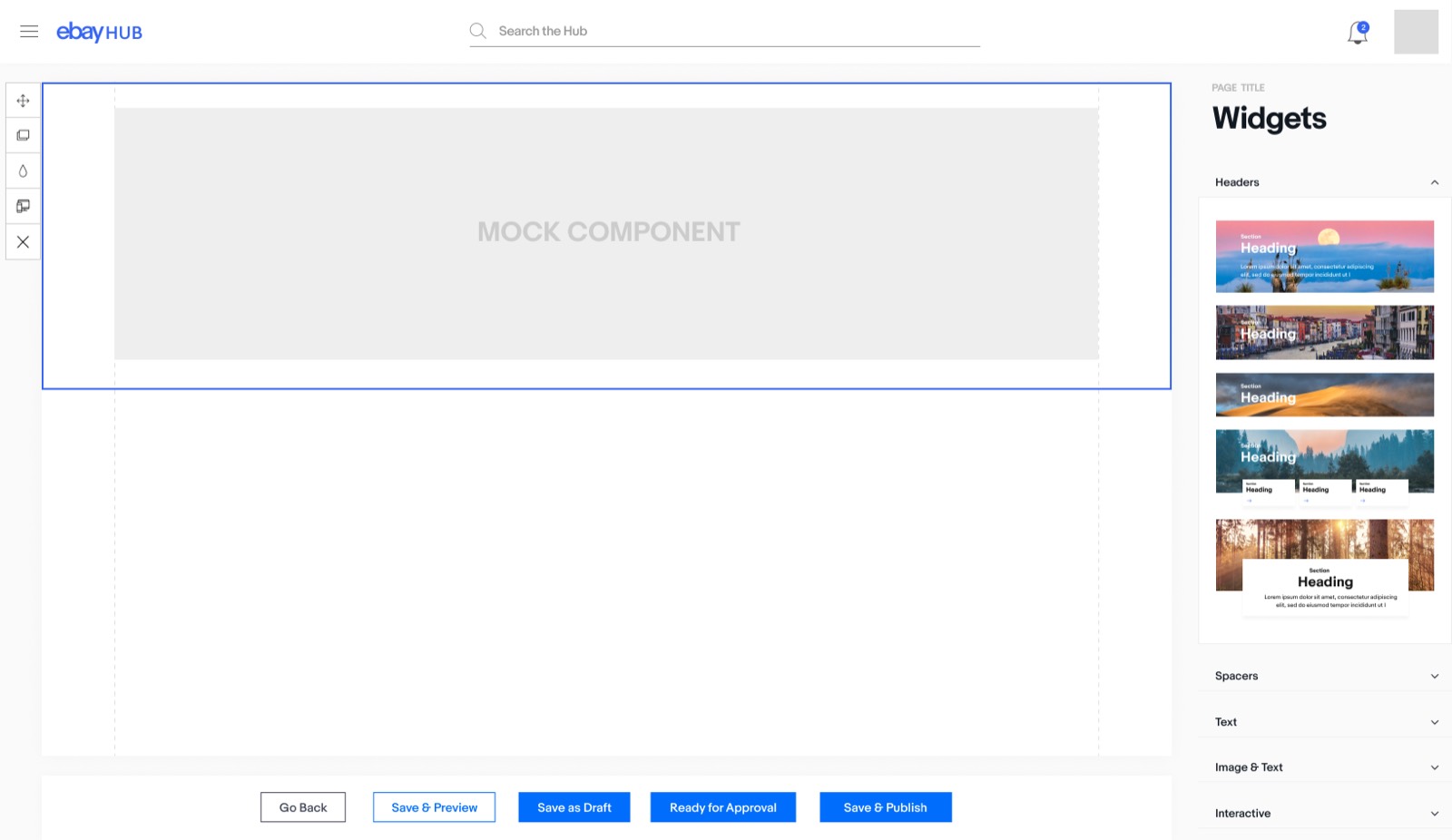Component thumbnails in the grouped sidebar