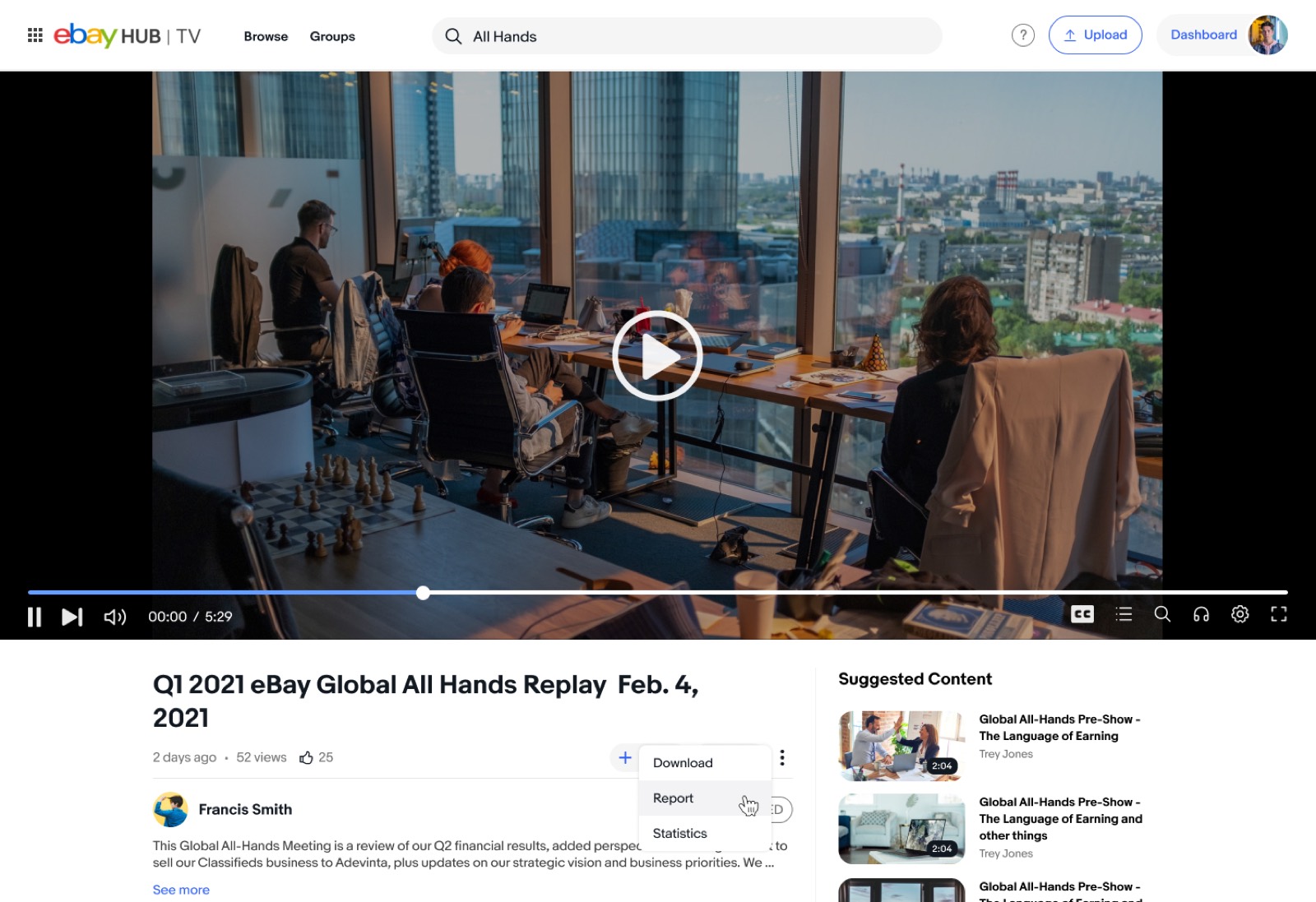 Video watch page