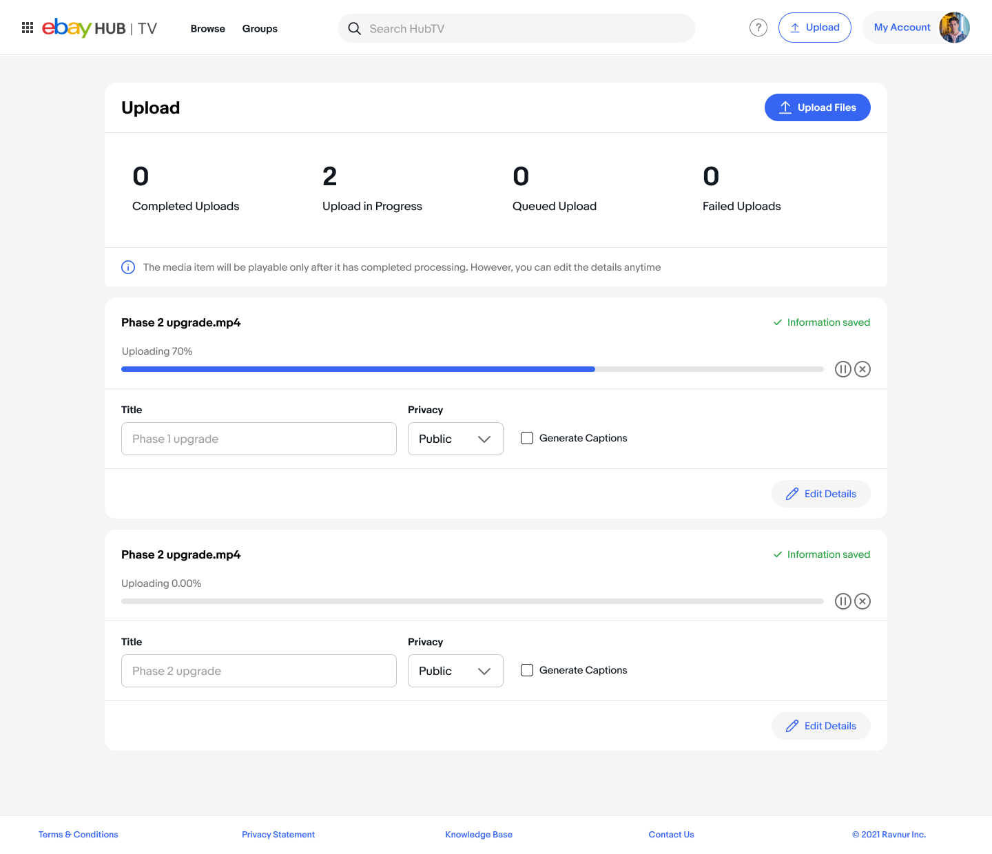 Upload flow
